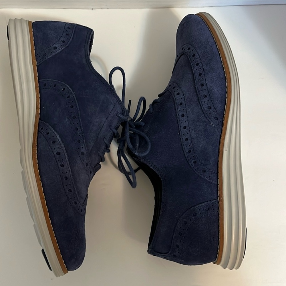 Cole Haan Grand.OS shoes woman’s 6.5 wingtoe blue oxford lace up tie suede upper - Picture 5 of 15
